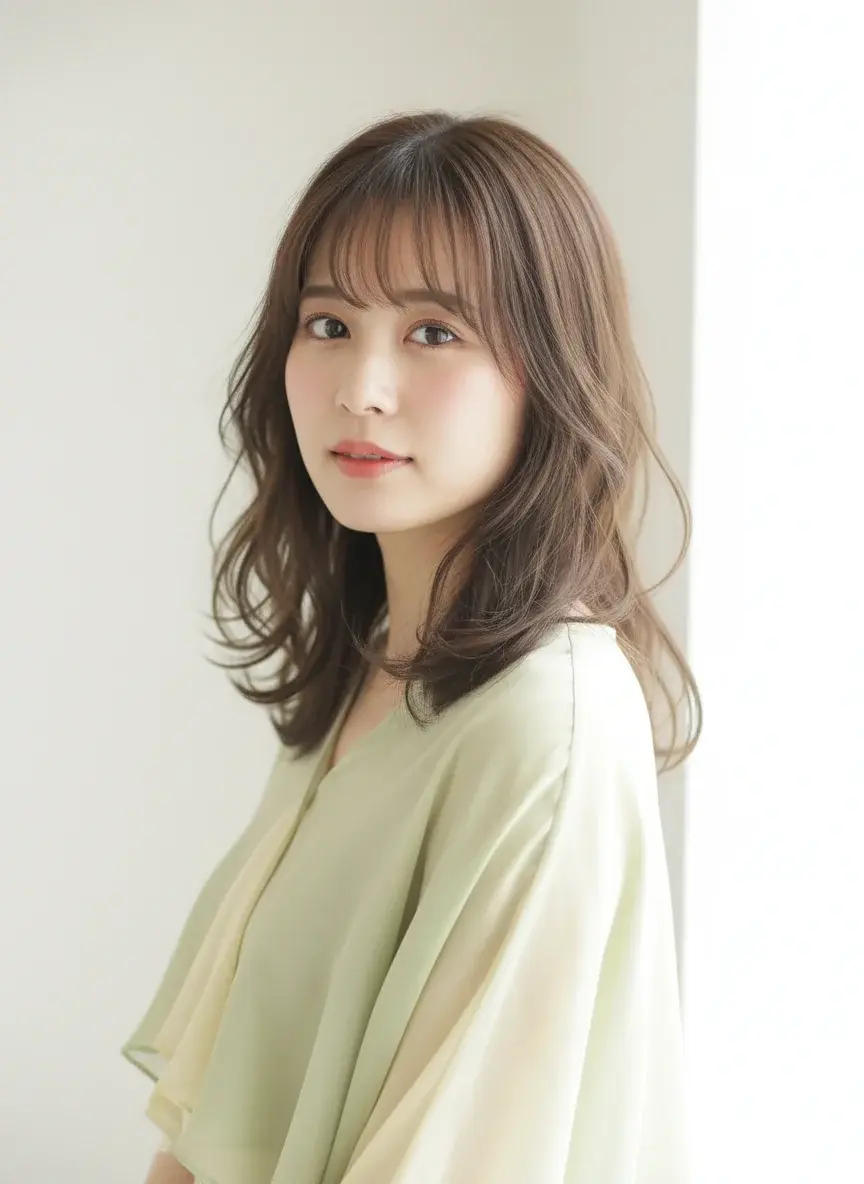 くすみブラウン × 外ハネレイヤー