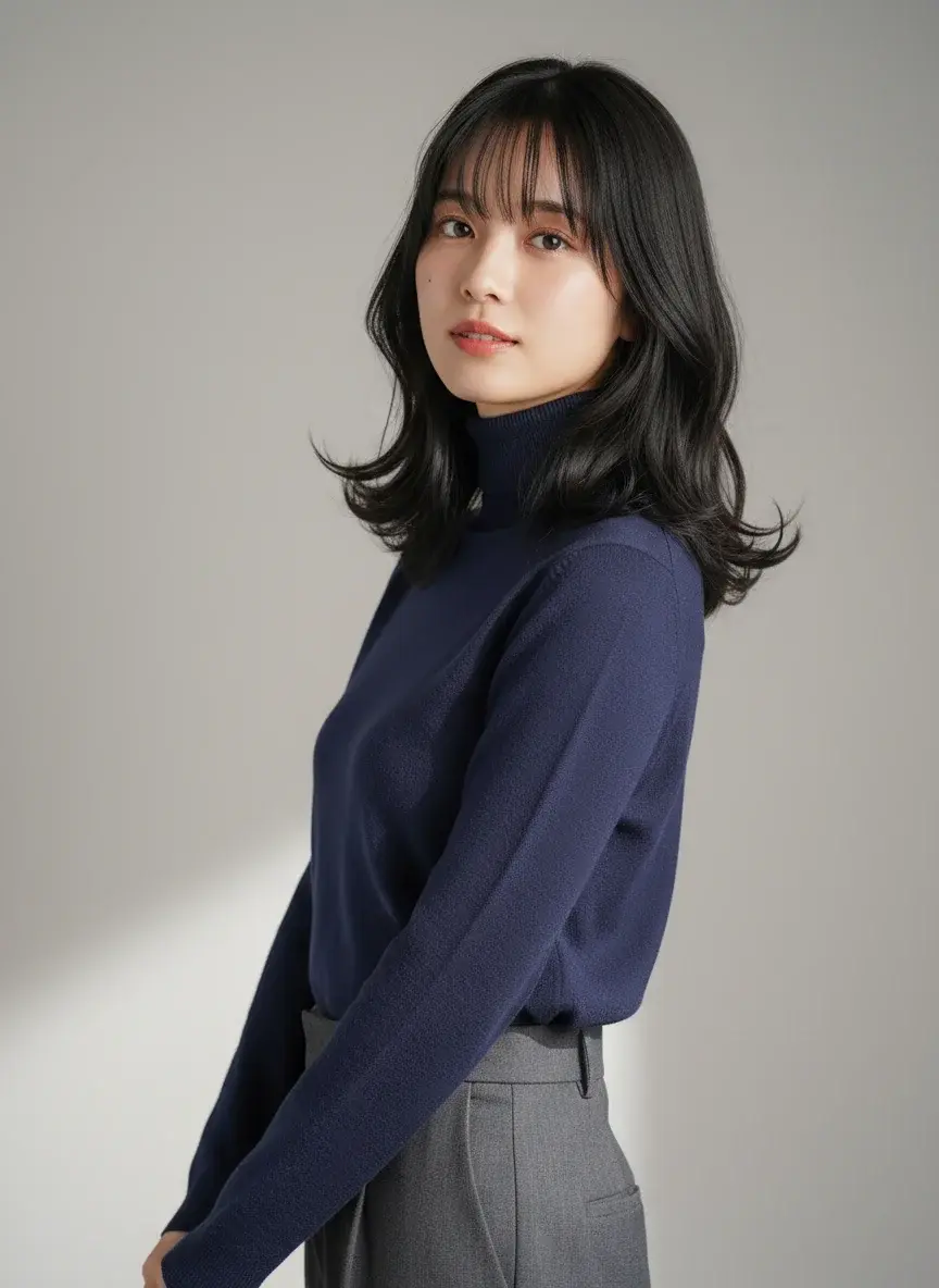 毛先に動きを出した外ハネレイヤースタイル